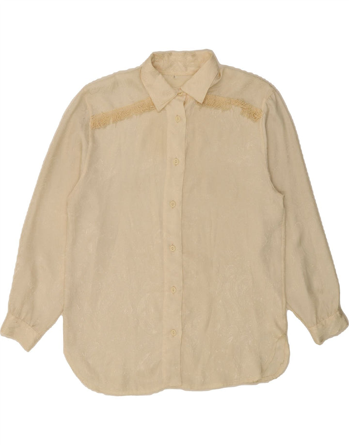 VINTAGE Womens Oversized Shirt Blouse UK 10 Small Off White Paisley Vintage Vintage and Second-Hand Vintage from Messina Hembry 