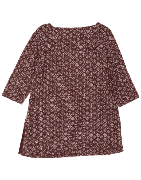 Top tunica con maniche a 3/4 da donna Fat Face UK 14 Grande cotone floreale bordeaux