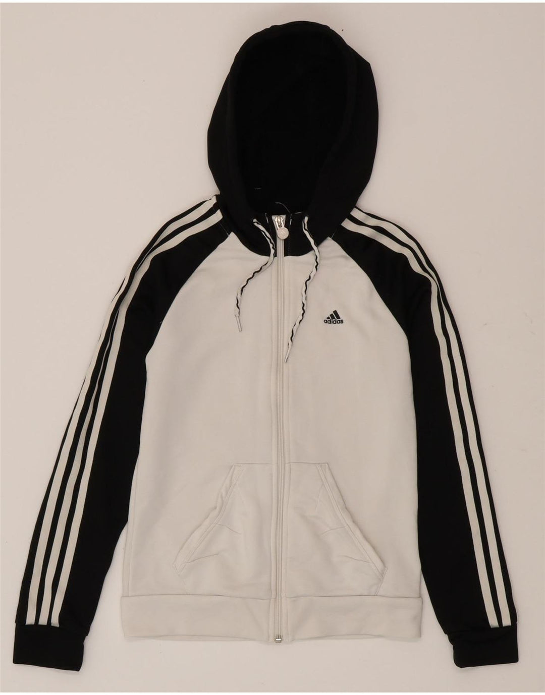 Felpa con cappuccio e zip da donna Adidas UK 8 Small Poliestere color block bianco