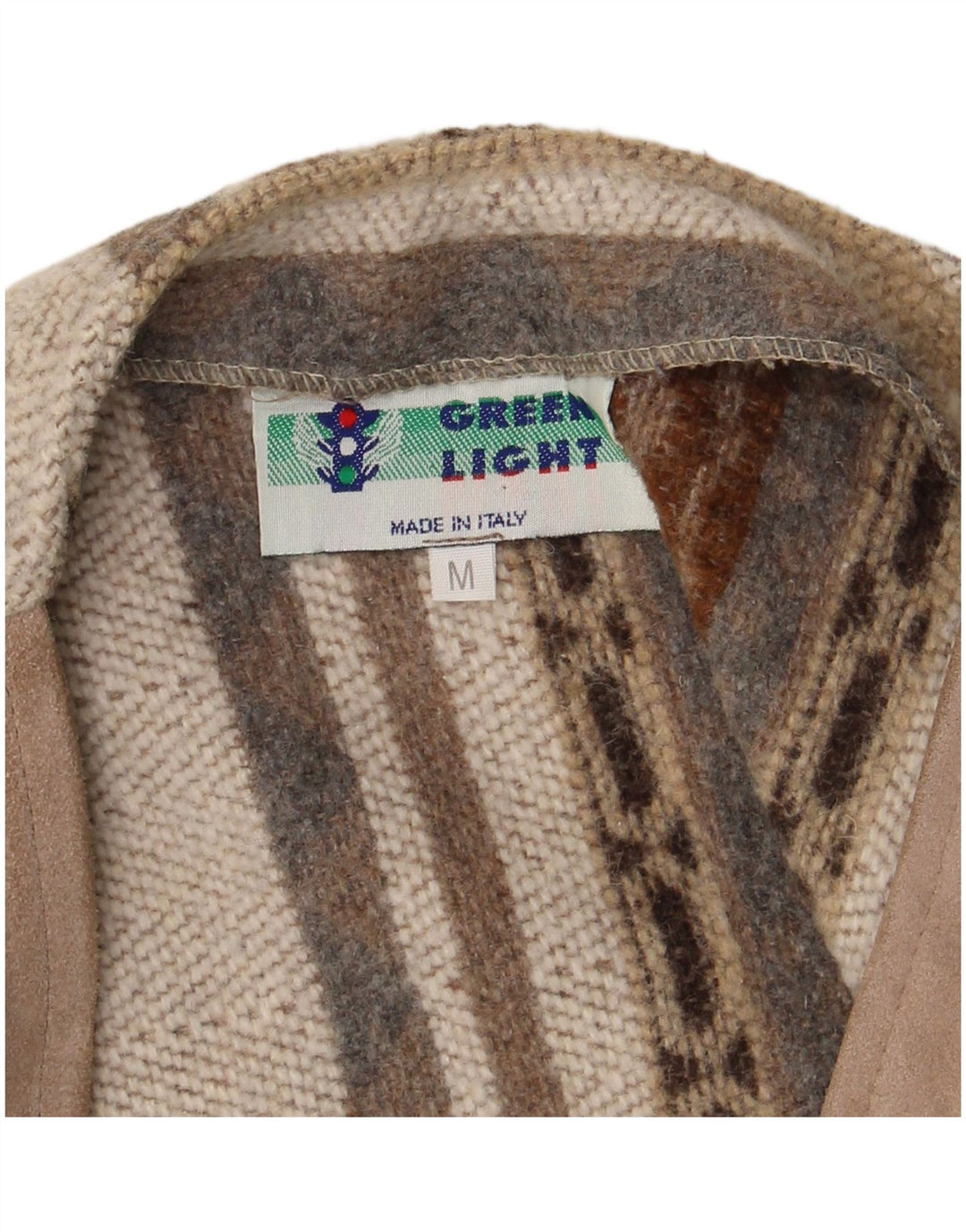 Gilet utility da uomo vintage UK 38 lana geometrica grigio medio