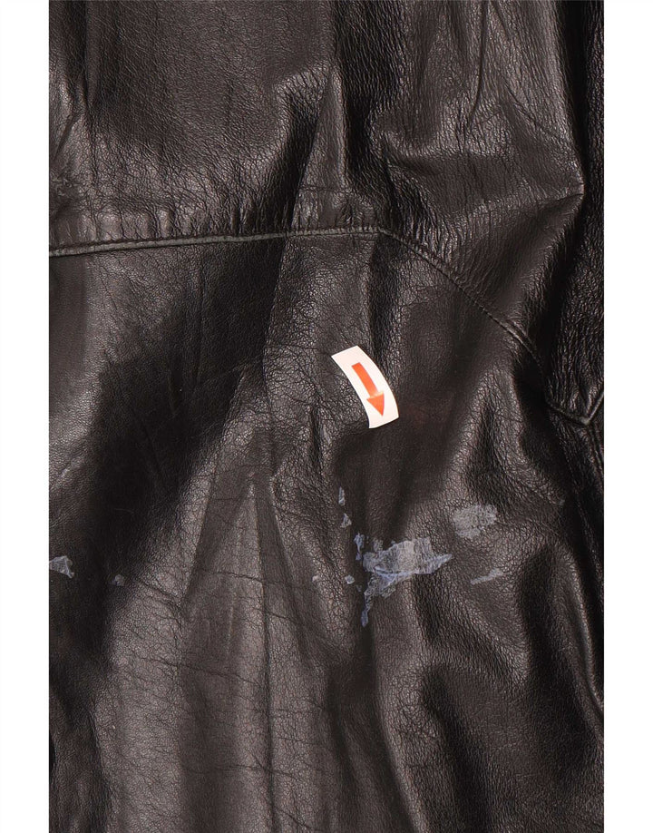 Cappotto oversize in pelle vintage da donna IT 46 grande nero