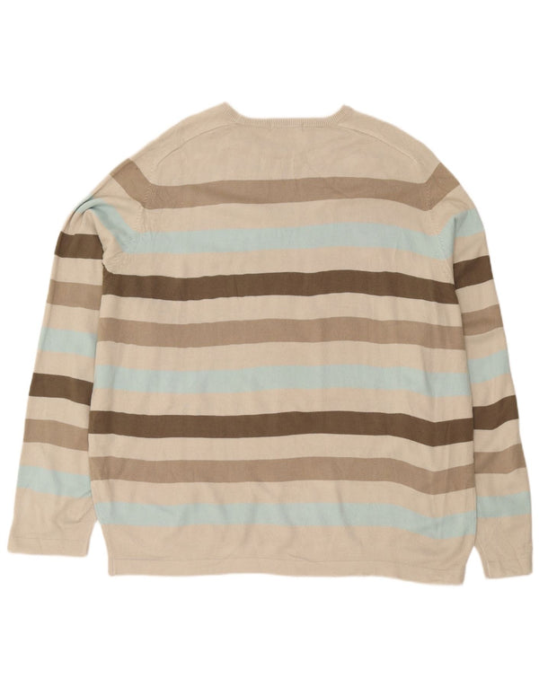 Maglione maglione girocollo da uomo Marks & Spencer 2XL Acrilico a righe beige