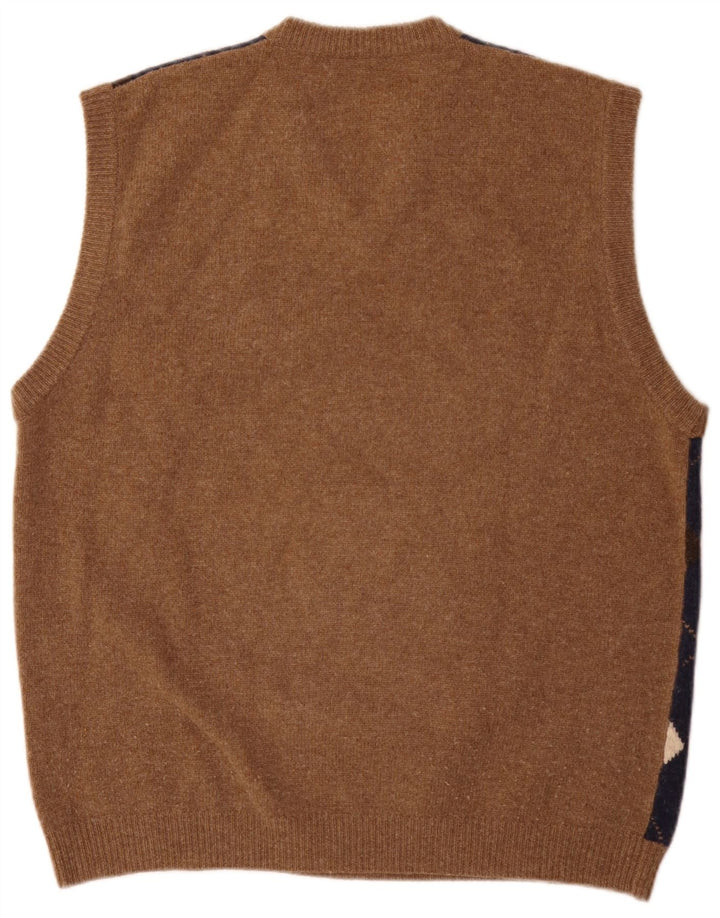 Canottiera da uomo Aquascutum Canottiera media beige a rombi/lana diamante