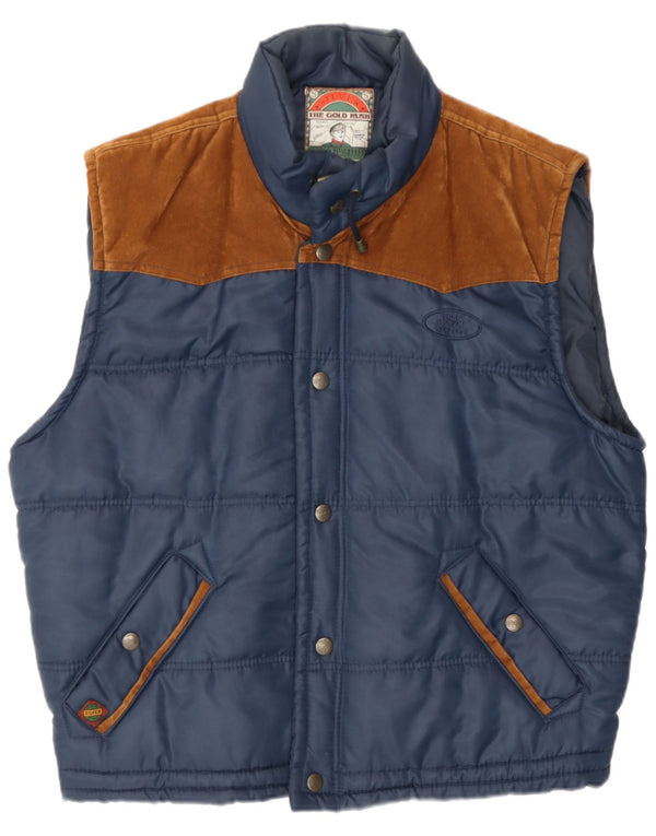 Gilet imbottito da uomo vintage UK 38 medio poliestere blu navy