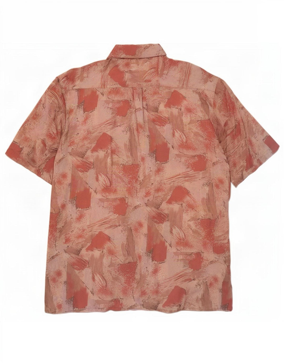 Camicia a maniche corte da uomo vintage con motivo astratto in viscosa rosa medio
