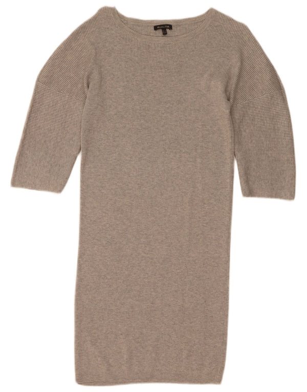 Abito maglione da donna con maniche a 3/4 Massimo Dutti UK 10 piccolo grigio