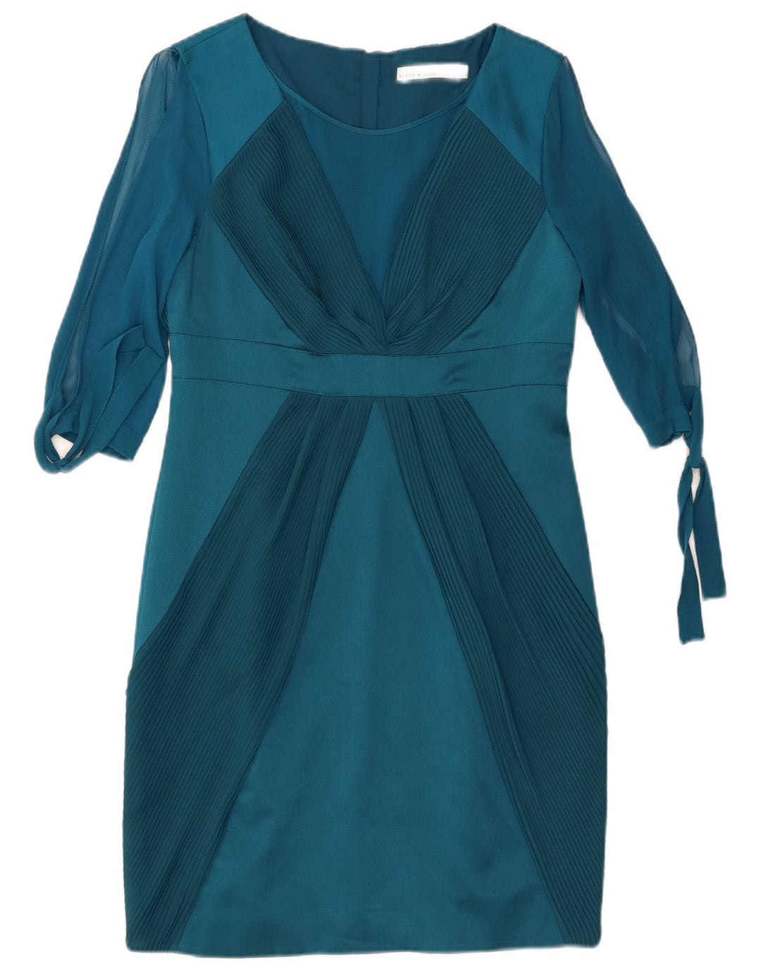 Abito a trapezio con maniche a 3/4 da donna Karen Millen UK 12 Seta blu medio