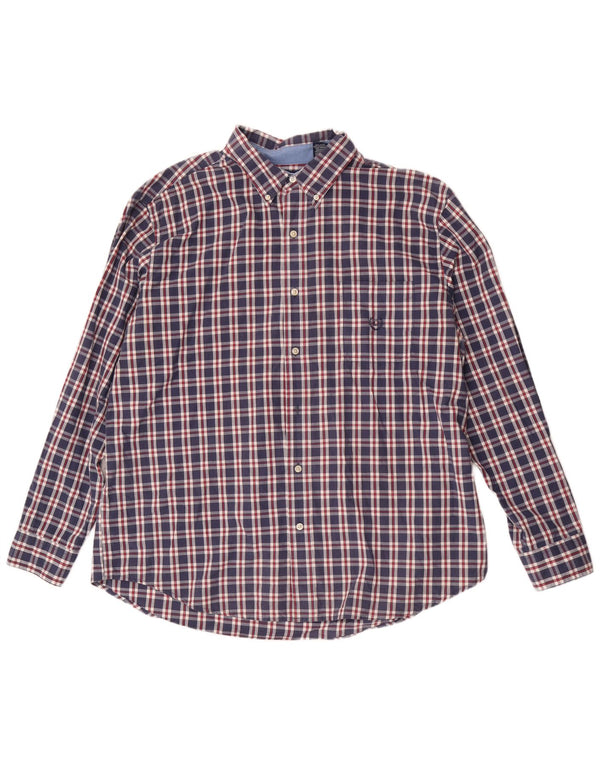 Chaps Camicia da uomo Easy Care 2XL Cotone a quadri blu navy