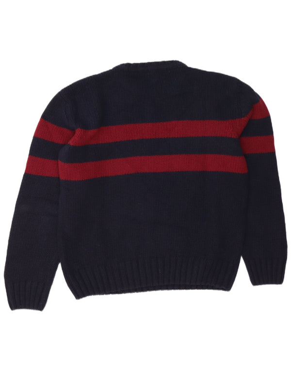 Marlboro Classics Mens Crew Neck Jumper Sweater Large Navy Blue Colourblock