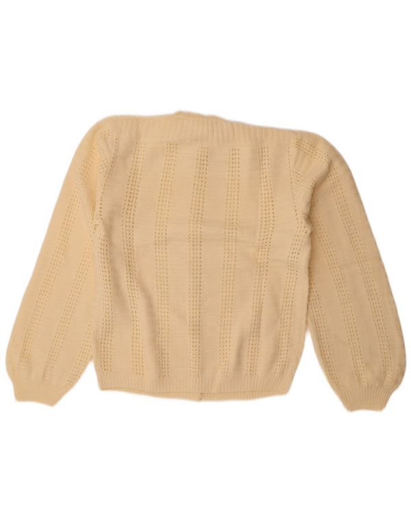Maglione cardigan da donna vintage UK 14 grande bianco sporco