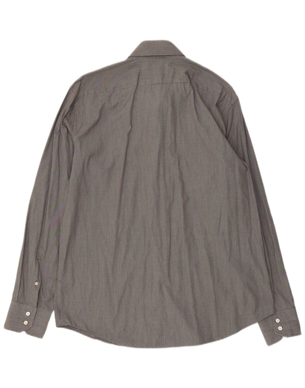 Camicia da uomo vestibilità regolare Hugo Boss taglia 44 17 1/2 XL cotone a quadri grigio