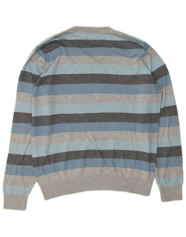 Maglione da uomo con scollo a V autografo Marks & Spencer a righe grandi grigie