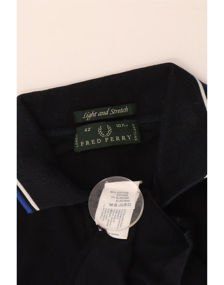 FRED PERRY Polo da uomo leggera ed elasticizzata in cotone medio blu navy