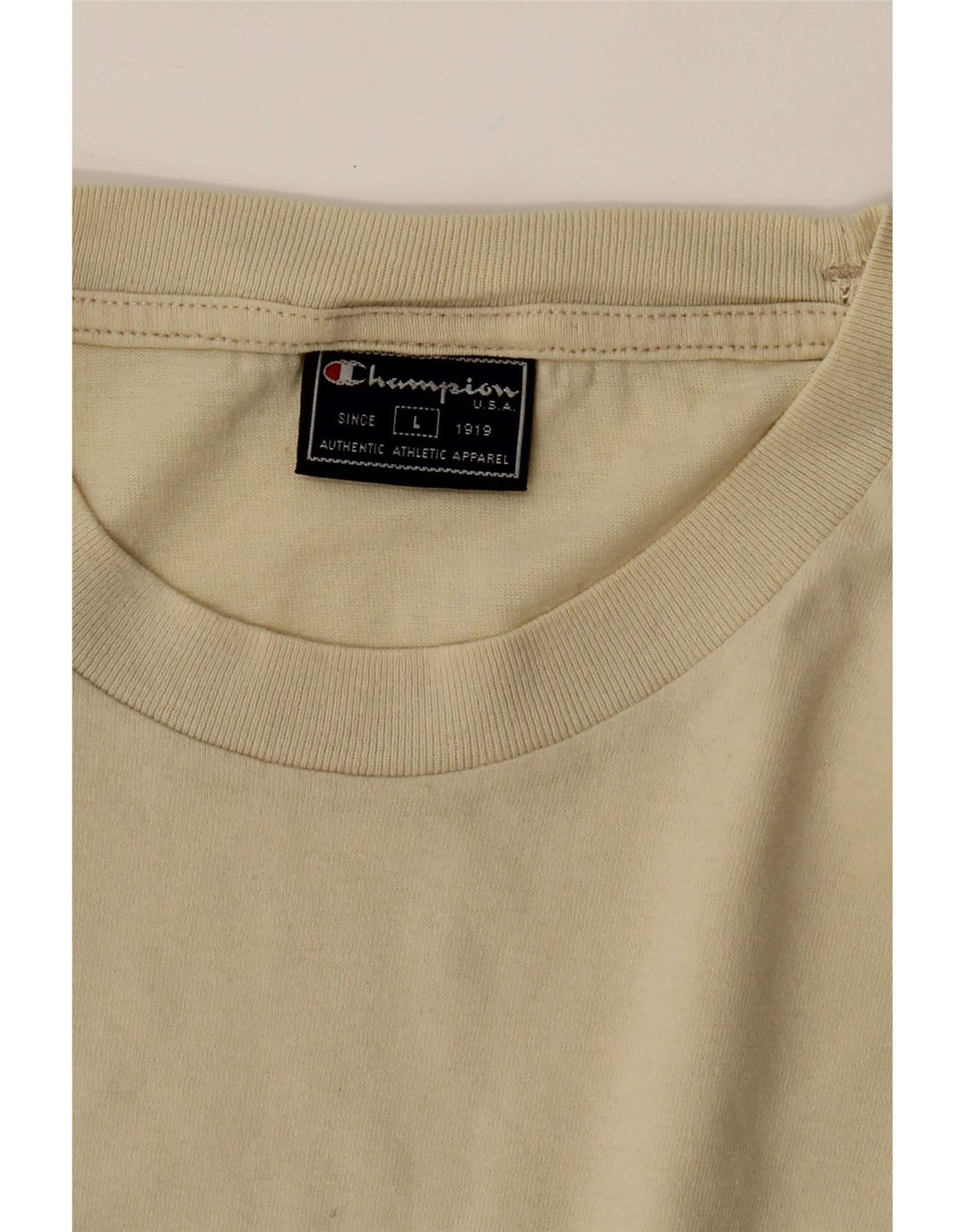CHAMPION Mens T-Shirt Top Large Beige Vintage Champion and Second-Hand Champion from Messina Hembry 