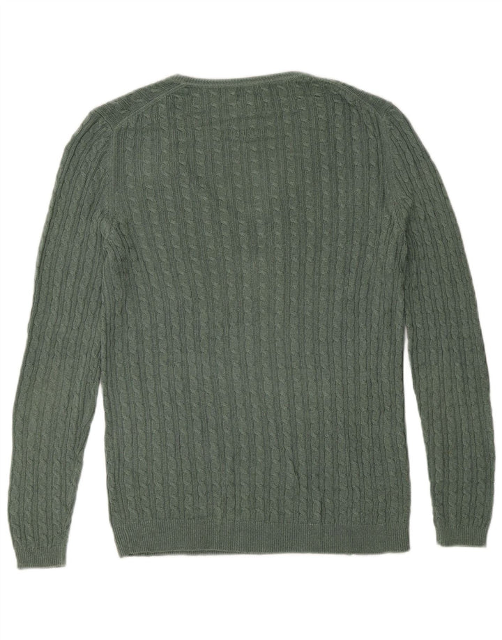 Massimo Dutti Maglione da donna con scollo a V UK 10 Small Green Viscosa