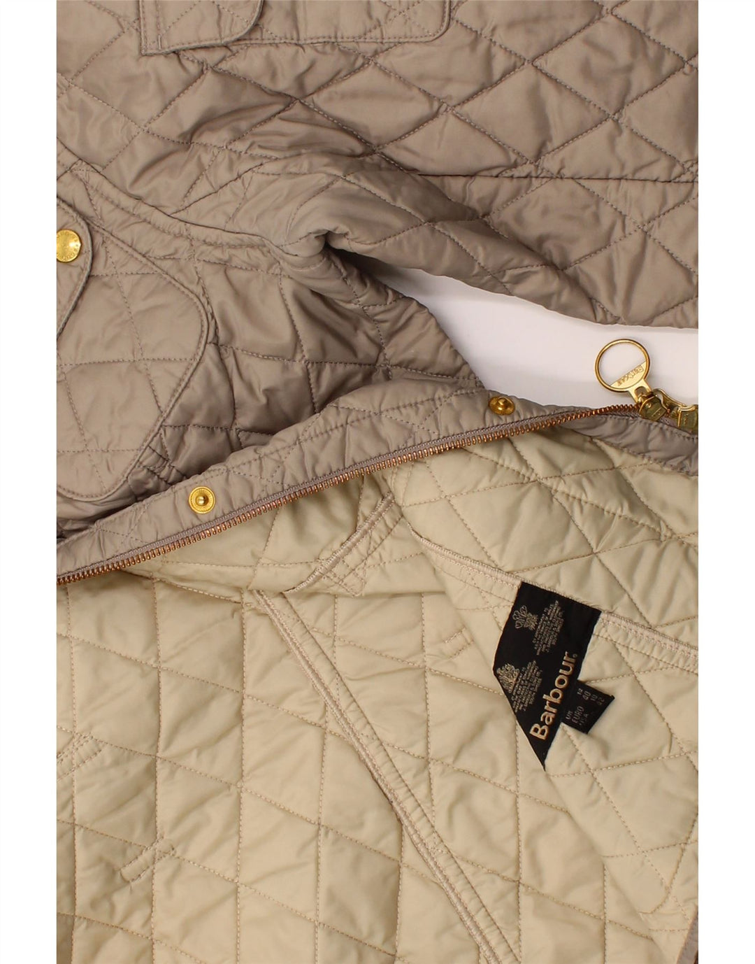 BARBOUR Womens Quilted Jacket UK 14 Large Beige Polyamide Vintage Barbour and Second-Hand Barbour from Messina Hembry 