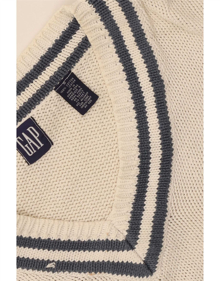 Gap Maglione da uomo con scollo a V piccolo cotone a righe bianche