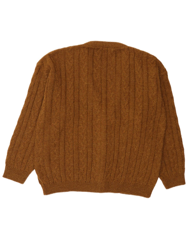 Maglione cardigan da uomo vintage IT 54 XL lana di alpaca marrone