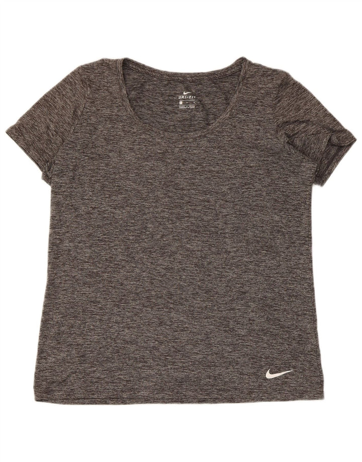 T-shirt Nike Dri Fit da donna, taglia UK 16, grande, poliestere chiazzato grigio