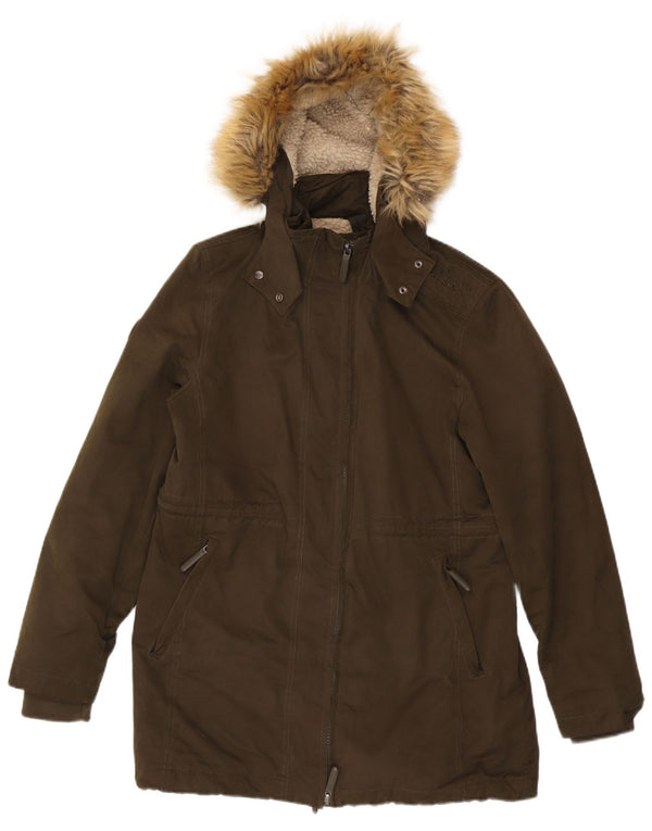Giacca parka da donna con cappuccio SUPERDRY UK 18 XL Poliestere kaki