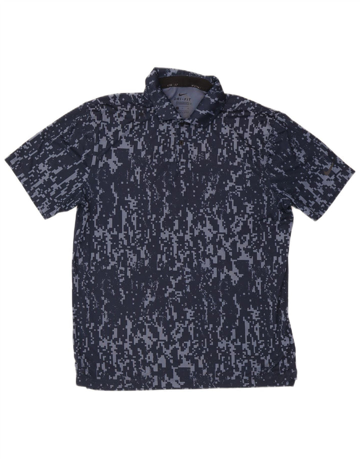 Polo Nike da uomo con vestibilità standard, poliestere geometrico medio blu navy