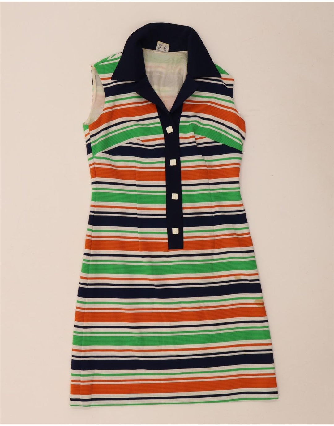 Abito polo senza maniche da donna Trevira UK 12 medio a righe multicolore