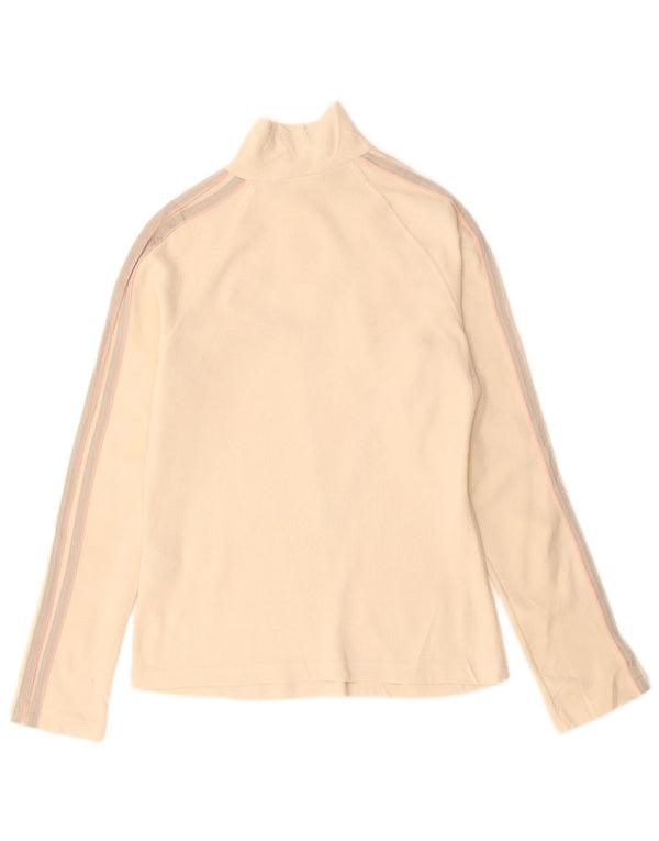 Maglione in pile da donna Adidas con collo con zip UK 14 grande poliestere beige