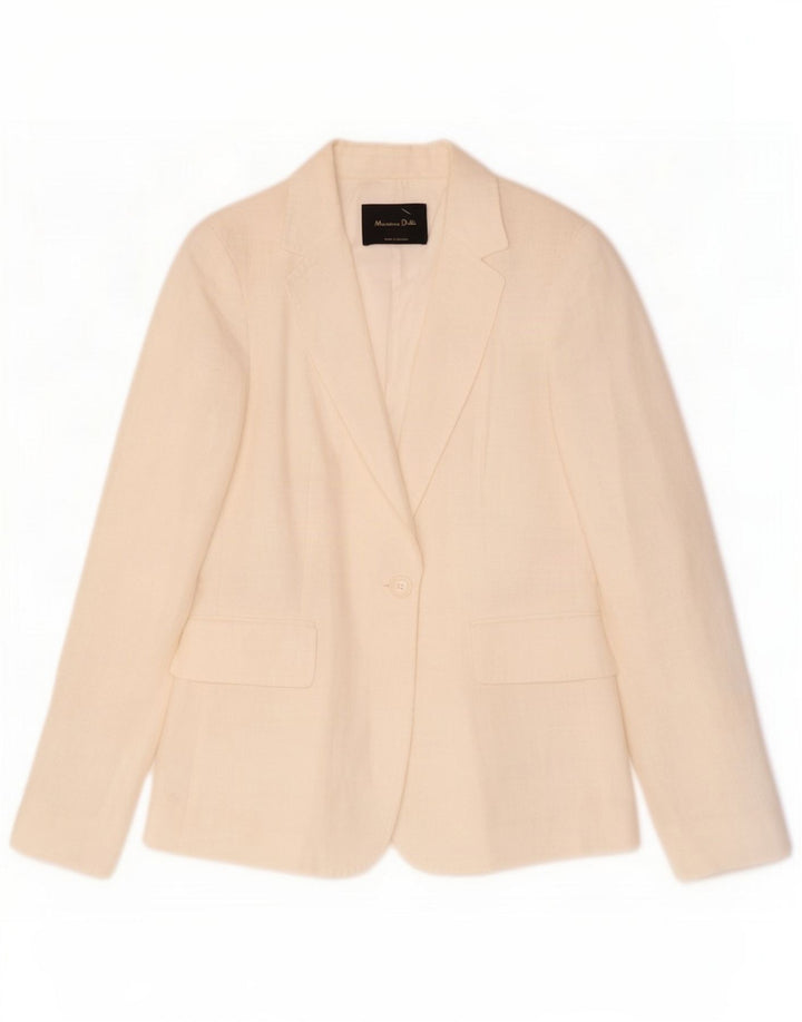 Massimo Dutti Giacca blazer da donna a 1 bottone EU 40 Lino bianco medio