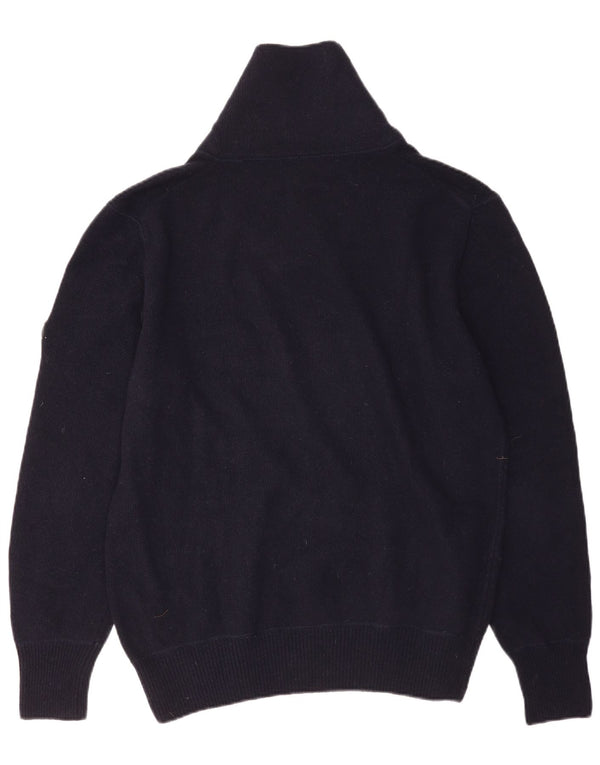Maglione da uomo Avirex con collo a scialle, lana merino media blu navy