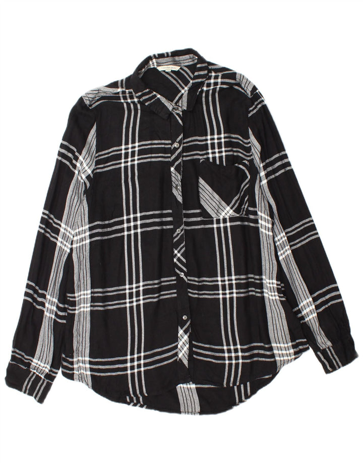 CALVIN KLEIN JEANS Camicia in flanella da donna UK 18 XL Rayon scozzese nero