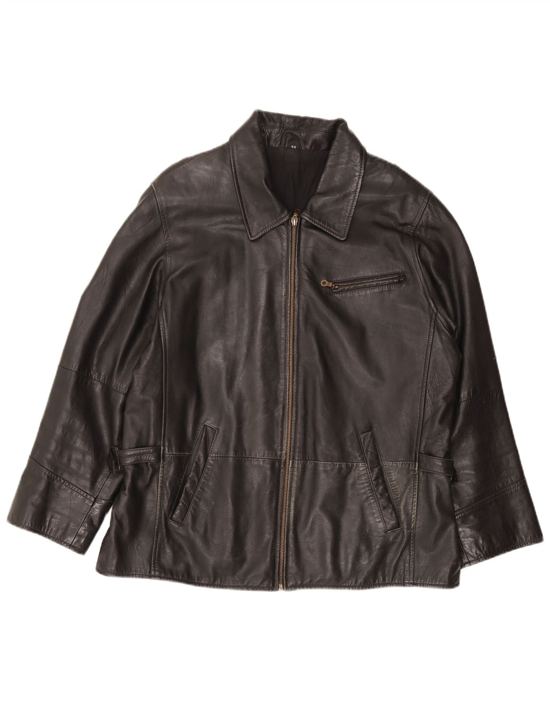 Giacca in pelle vintage da donna UK 18 XL in pelle nera