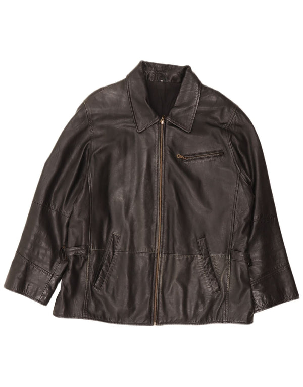 Vintage Womens Leather Jacket UK 18 XL   Black Leather