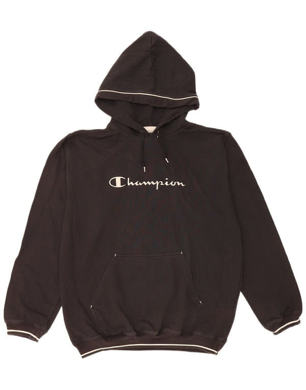 Felpa con cappuccio grafica da uomo Champion 2XL cotone nero