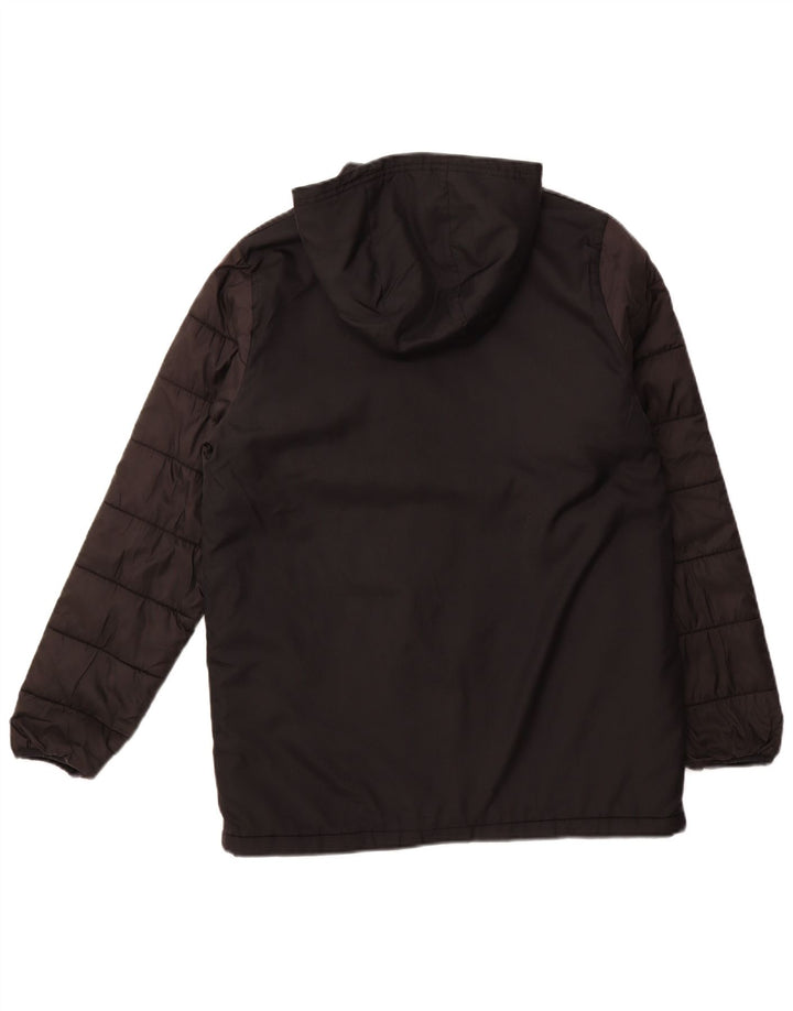 ADIDAS Boys Hooded Windbreaker Jacket 13-14 Years Black Polyester