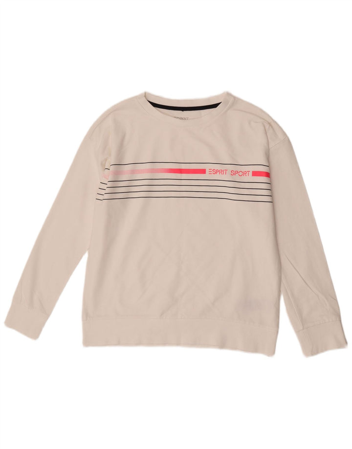 Felpa da donna Esprit Maglione UK 16 Cotone a righe grandi bianche