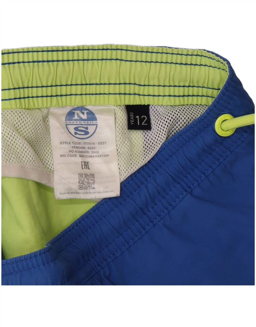 Pantaloncini da bagno con grafica North Sails per ragazzi 11-12 anni in poliestere blu