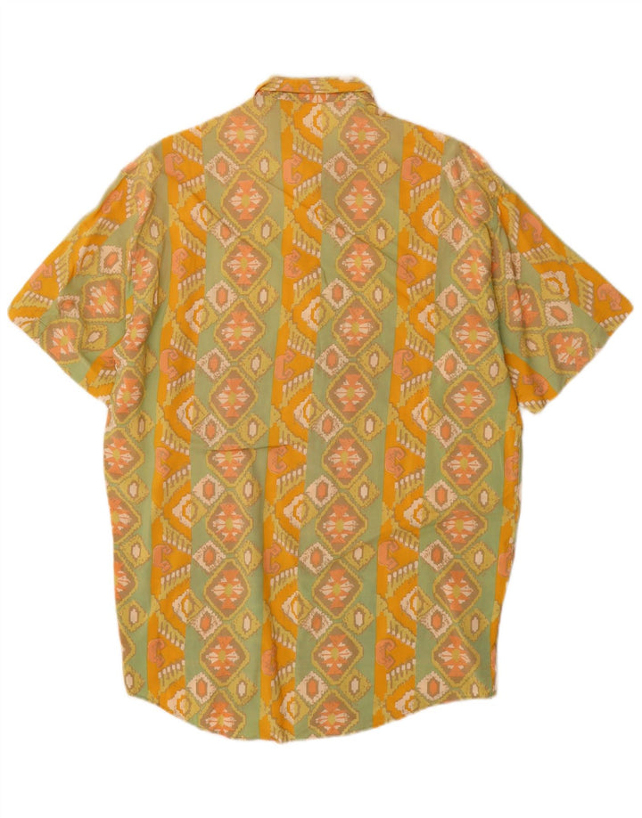 Camicia da uomo a maniche corte VINTAGE in viscosa geometrica giallo medio
