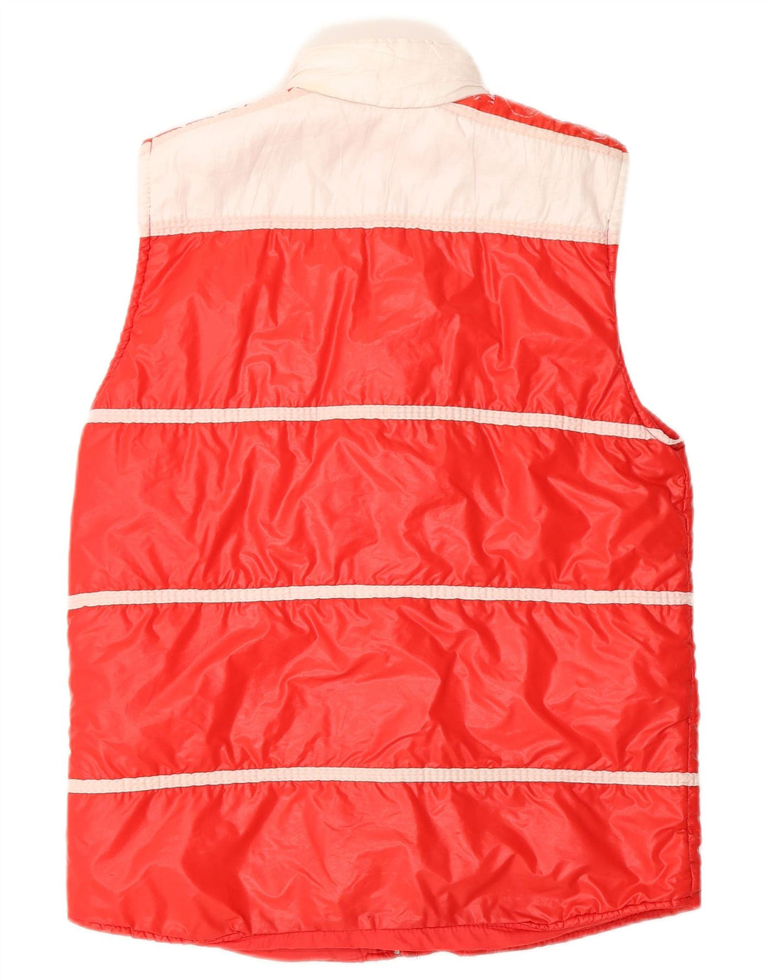 Gilet imbottito da uomo vintage UK 36 piccolo rosso color block in poliammide