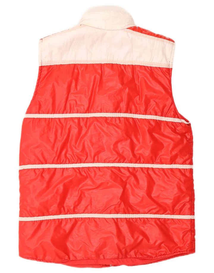 Gilet imbottito da uomo vintage UK 36 piccolo rosso color block in poliammide