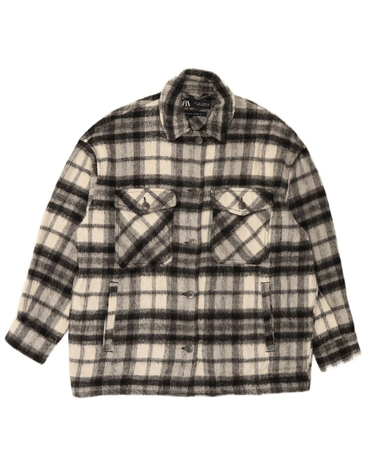 Giubbotto bomber oversize da donna Zara UK 10 piccolo grigio a quadri