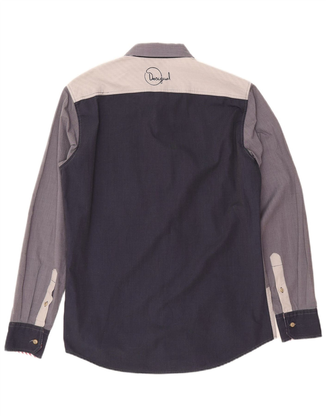 DESIGUAL Camicia grafica da uomo in cotone color block medio blu navy