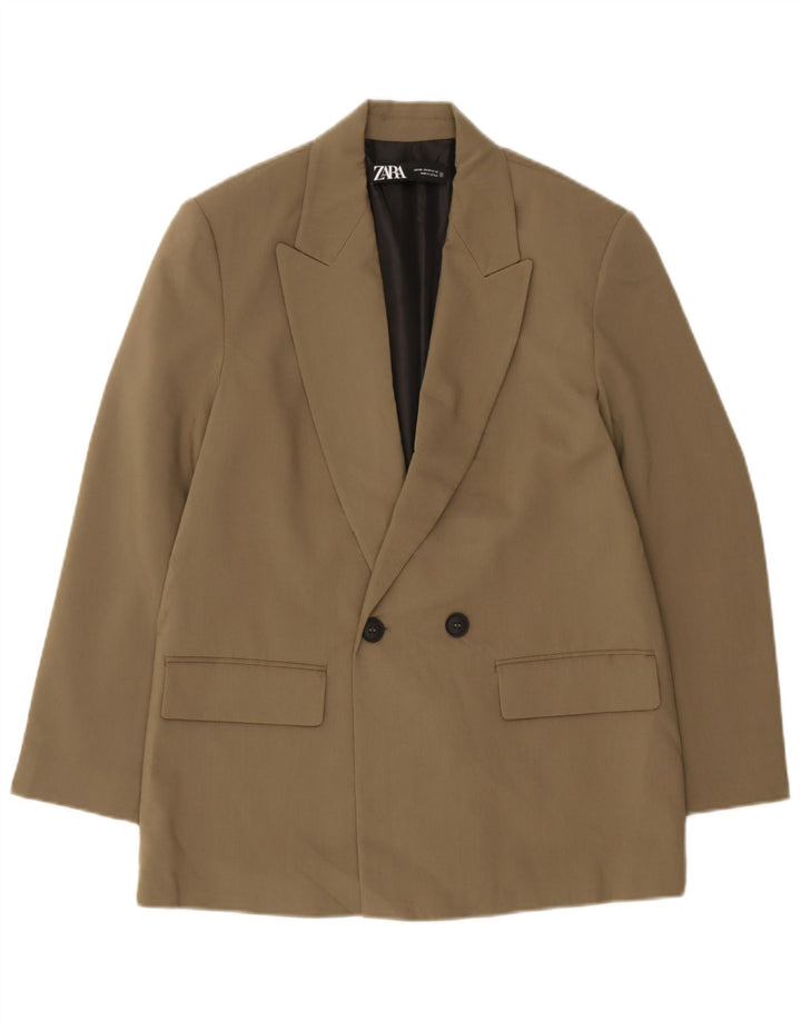 Giacca blazer doppiopetto da uomo Zara UK 34 XS poliestere kaki