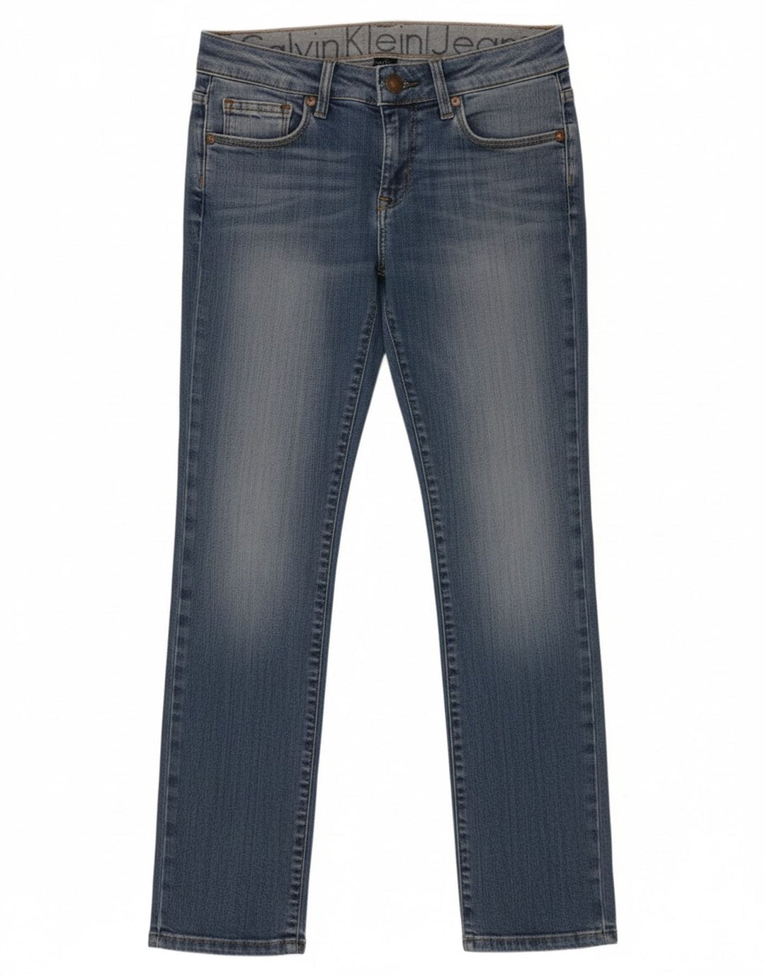 Jeans dritti da donna Calvin Klein W26 L30 cotone blu