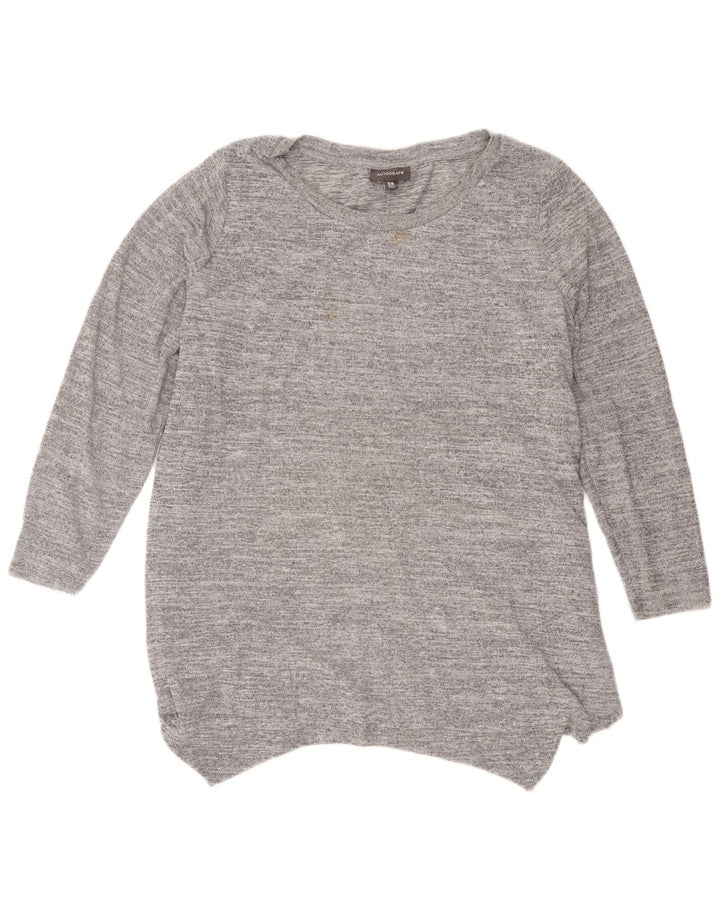 Top tunica autografata da donna Marks & Spencer UK 20 2XL Poliestere chiazzato grigio