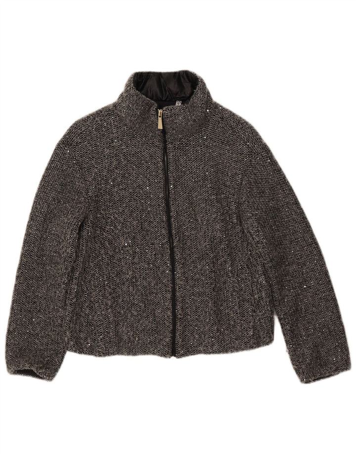 Giubbotto bomber da donna Marella UK 8 piccolo poliestere chiazzato grigio