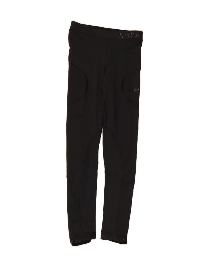 NIKE Womens Graphic Leggings UK 8 Small  Black Polyester Vintage Nike and Second-Hand Nike from Messina Hembry 