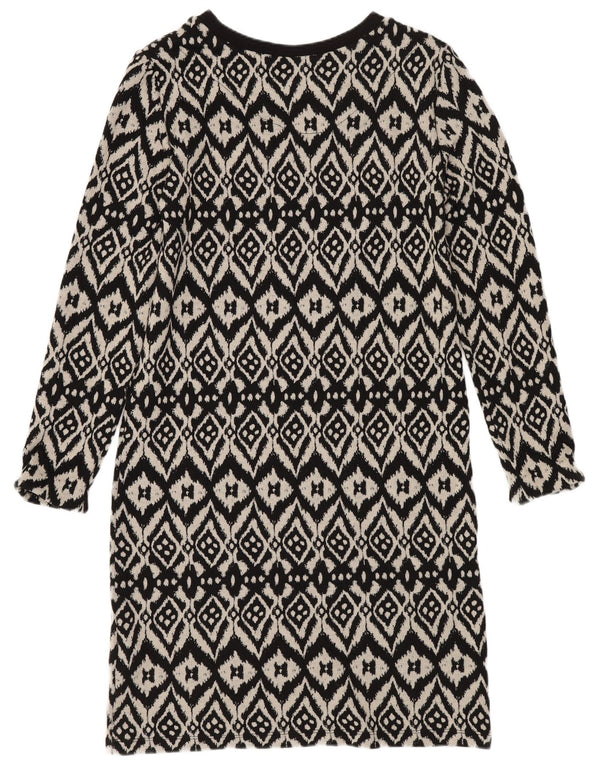 Abito maglione a maniche lunghe da donna Marks & Spencer UK 8 piccolo nero geometrico