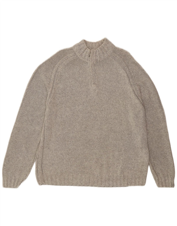 Maglione da uomo Marks & Spencer con zip e collo grande in cotone grigio