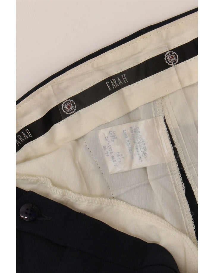 Pantaloni da abito dritti da uomo Farah W40 L31 poliestere blu navy