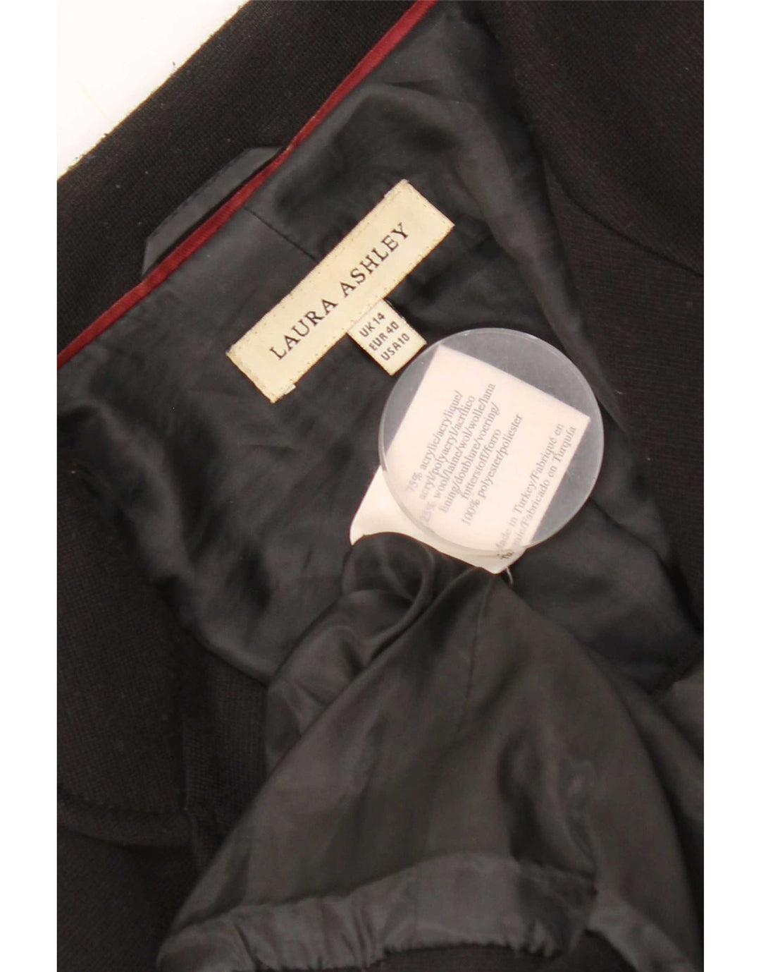 Giacca blazer a 4 bottoni da donna Laura Ashley UK 14 grande acrilico nero